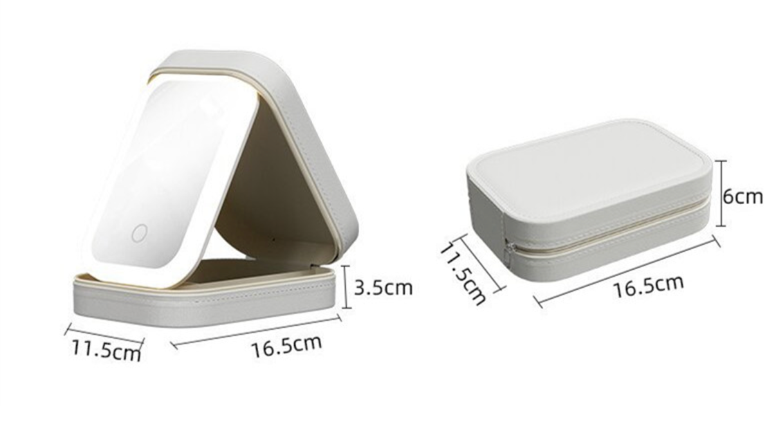 Portable LED Makeup Storage Box with Touch Light Mirror β Travel Cosmetic Organizer Case
